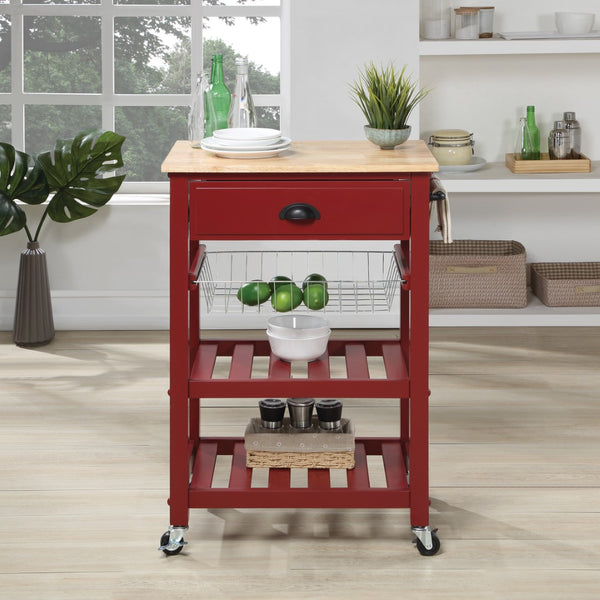 OSP Home Furnishings Hampton Kitchen Cart Red Red