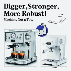 English Elm 20 Bar Espresso Machine with Steam Wand Pressure Display and Ese Pod Support W1002P292436