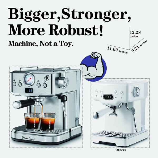 English Elm 20 Bar Espresso Machine with Steam Wand Pressure Display and Ese Pod Support W1002P292436
