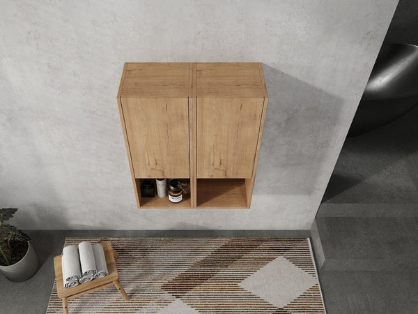 English Elm 24" Bathroom Side Cabinet - Wall-Mounted Design, Soft-Close Doors, Durable Plywood, Space-Saving Storage W999S00373