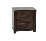 English Elm Rustic 1 Piece Nightstand Wooden Mahogany Finish Bedside Table 2-Drawers Classic Bedroom Furniture