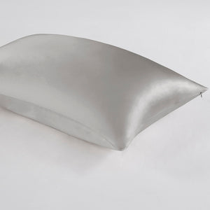 JLA Home Madison Park - 100% Mulberry silk pillowcase 25mm 6A OEKO-TEX satin finish with hidden zipper for skin & hair care Grey MP21-7273