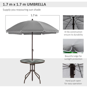 English Elm Outsunny 6-Piece Patio Dining Set With Umbrella – Stylish Outdoor Dining For 4, Gray Folding Chairs W2225P174318-GIGA