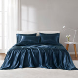 Madison Park Essentials Satin Casual Luxury Sheet Set MPE20-1141 Midnight Blue