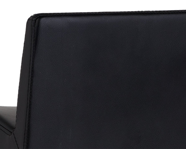 Sunpan Dani Chic Bar Stool with Antique Black Faux Leather & Brushed Champagne Gold Frame for Stylish Dining Counter Height