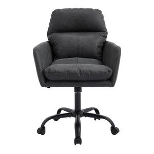 English Elm Artificial ergonomic PU leather office chair with high-density foam, stain-resistant, adjustable height support and modern minimalist design for home and workspace comfort Black W2311P282367
