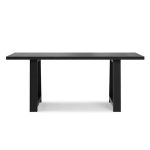 English Elm Whitley Solid Mango Wood Farmhouse Dining Table Trestle Base Seats Six Black B136P420749