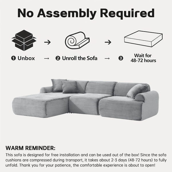 English Elm 105'' Modular Sectional with Woven Upholstery Washable Covers for Living Room W3565S00016