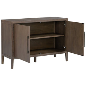 English Elm U_style Farmhouse Pine Veneer Buffet Cabinet with Double Doors for Kitchen or Entryway Brown N711P410389D