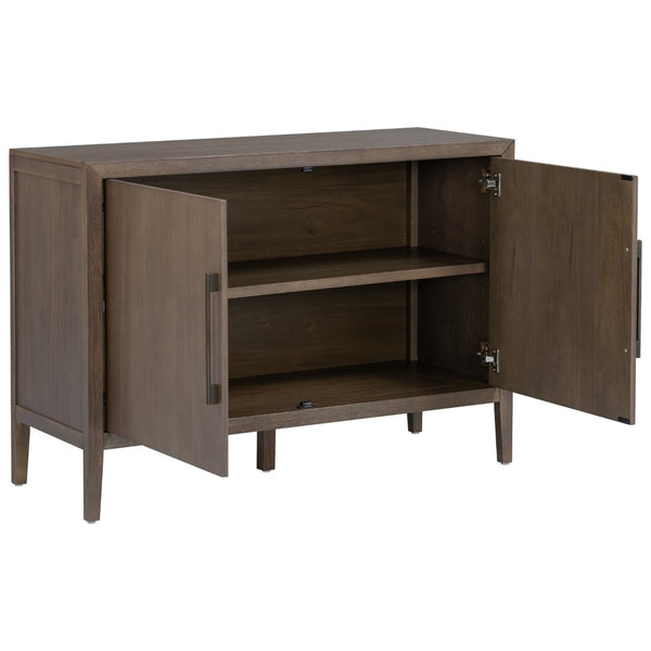 English Elm U_style Farmhouse Pine Veneer Buffet Cabinet with Double Doors for Kitchen or Entryway Brown N711P410389D