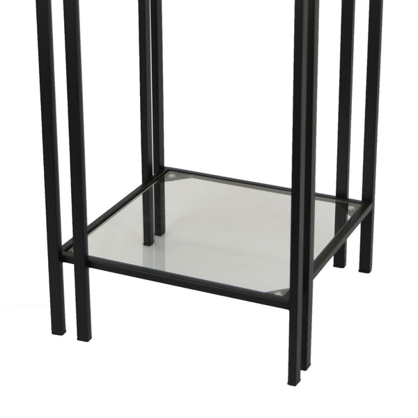 English Elm Buckley Black Metal Plant Stand with Mirrored Shelves for Glam Living Room Decor B056P416943
