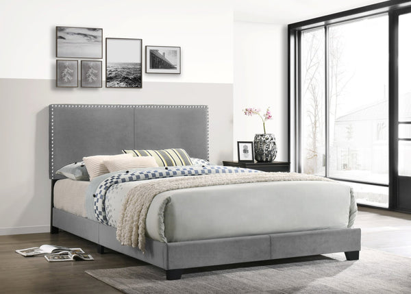 English Elm Luxury Velvet Upholstered Platform Bed Channel Tufted Headboard Solid Wood Slats B2771P498512