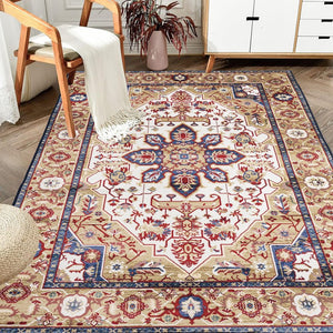 English Elm Area Rug 6X9 Vintage Bohemia Floral Design - Machine Washable, Non-Slip, Perfect For Any Room W2907P265124