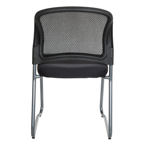 OSP Home Furnishings Titanium Steel Sled Base Visitor Chair with Mesh Back for Modern Office Spaces 86725R-30