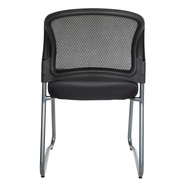 OSP Home Furnishings Titanium Steel Sled Base Visitor Chair with Mesh Back for Modern Office Spaces 86725R-30