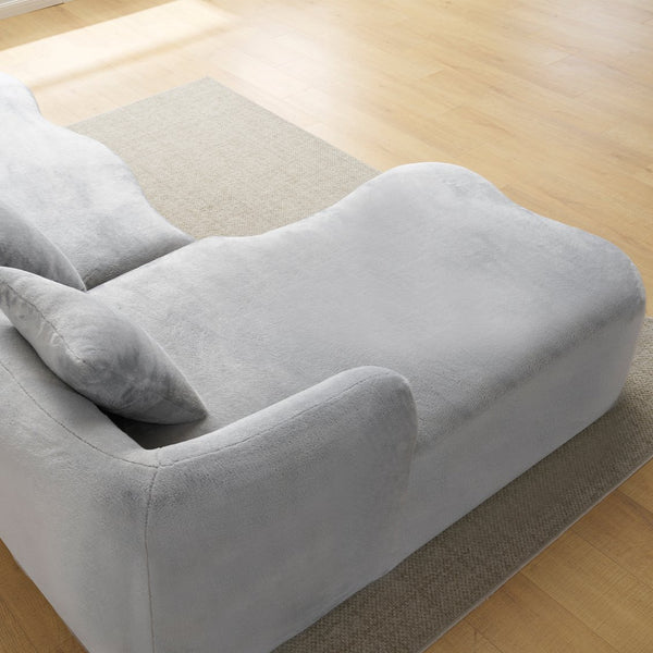 English Elm Full L-Shape Sectional Sofa with Curved Chaise, Modular Chenille Couch, High-Density Comfort for Apartment Living Grey W3612S00005