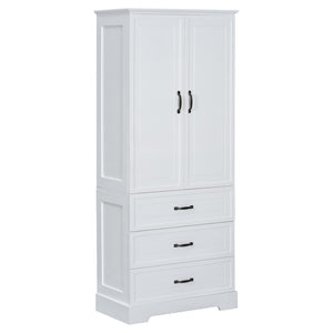 English Elm Tall Bathroom Storage Cabinet - Modern White Design With Adjustable Shelves, Drawers & Doors! N725P206123K-GIGA