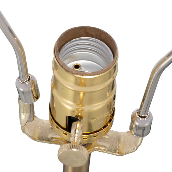 English Elm D14x26.3" White and Gold Three-Tier Round Table Lamp with Alabaster Accents and Drum Shade, 26.3" W2078P395820