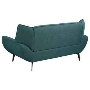 English Elm Logan Teal Blue Flared Arm Loveseat with Wingback Silhouette, Plush Foam Cushioning for Lounging B062P358466