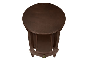 English Elm Accent 2-Tier Accent Table with Drawer and Shelf – Compact Round End or Nightstand with Knob Storage, Space-Saving Design and Easy Assembly Espresso 25 L x 24 W x 8 H B2710P219482