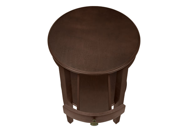 English Elm Accent 2-Tier Accent Table with Drawer and Shelf – Compact Round End or Nightstand with Knob Storage, Space-Saving Design and Easy Assembly Espresso 25 L x 24 W x 8 H B2710P219482