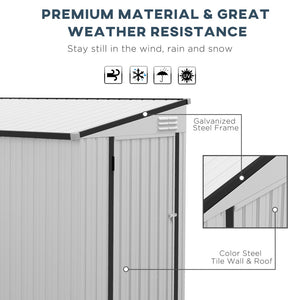 English Elm Outsunny Lean to Galvanized Steel Outdoor Storage Shed with Lockable Door and Air Vents W2225P229425