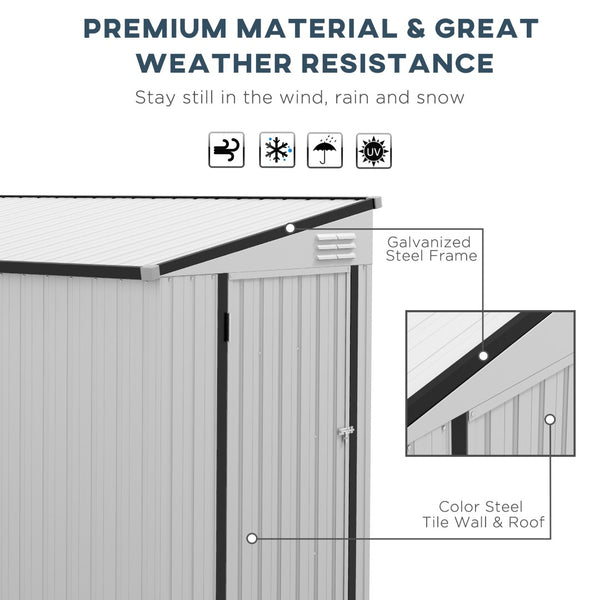 English Elm Outsunny Lean to Galvanized Steel Outdoor Storage Shed with Lockable Door and Air Vents W2225P229425