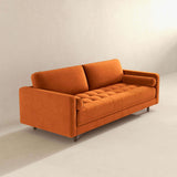 English Elm Ashcroft Furniture - Anthony  Burnt Orange Pillow Back Velvet Sofa