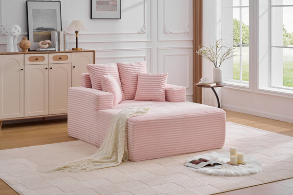 English Elm Oversized Corduroy Chaise Sleeper Sofa Deep Seat Lounge Chair for Apartment Bedroom Pink W1752P402837