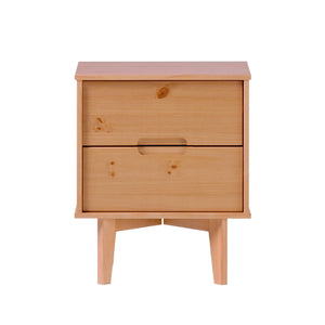 English Elm Walker Edison - Mid-Century Modern Solid Wood 2-Drawer Nightstand – Natural Pine