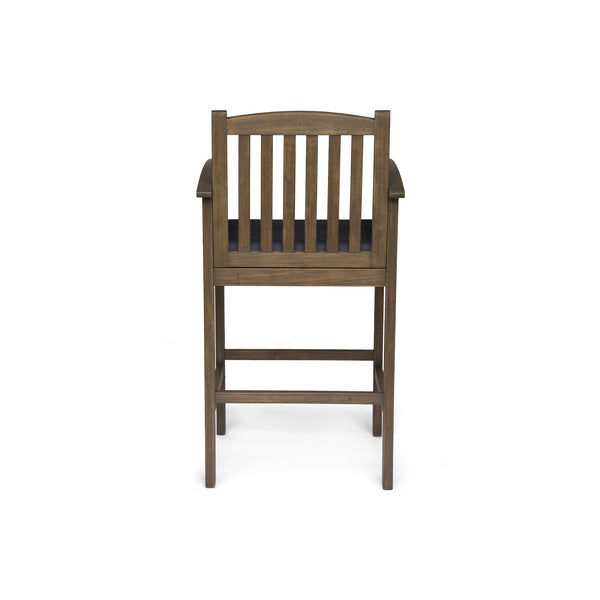 English Elm Christopher Knight Home® - CASA Acacia Outdoor Barstool Set of 2 with Water-Resistant Cushions, Rustic Slat Design, Durable Grey 63833.00GRY