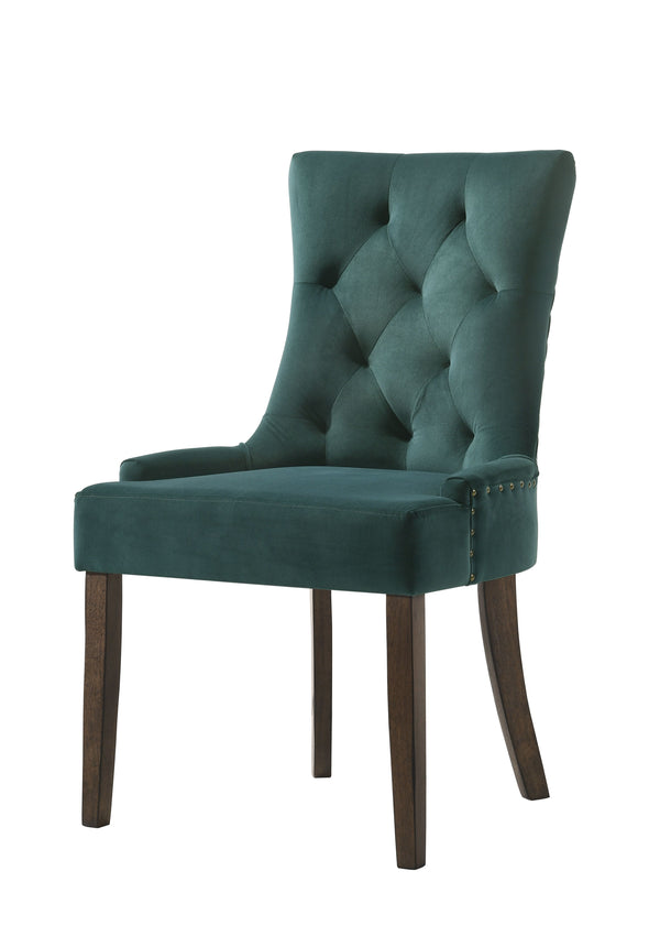 English Elm Farren Green Velvet Side Chair Set of 2 with Tufted Back, Nailhead Trim & Weathered Oak Legs B2726P264606