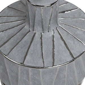 Crestview Collection 61"H Elegant Ceramic Floor Lamp With Textured Grey Finish And Brushed Silver Base For Modern Spaces   Cvap3124