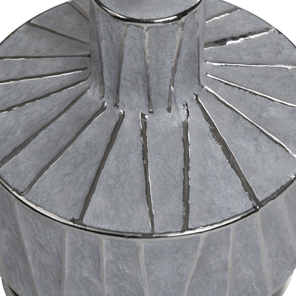Crestview Collection 61"H Elegant Ceramic Floor Lamp With Textured Grey Finish And Brushed Silver Base For Modern Spaces   Cvap3124