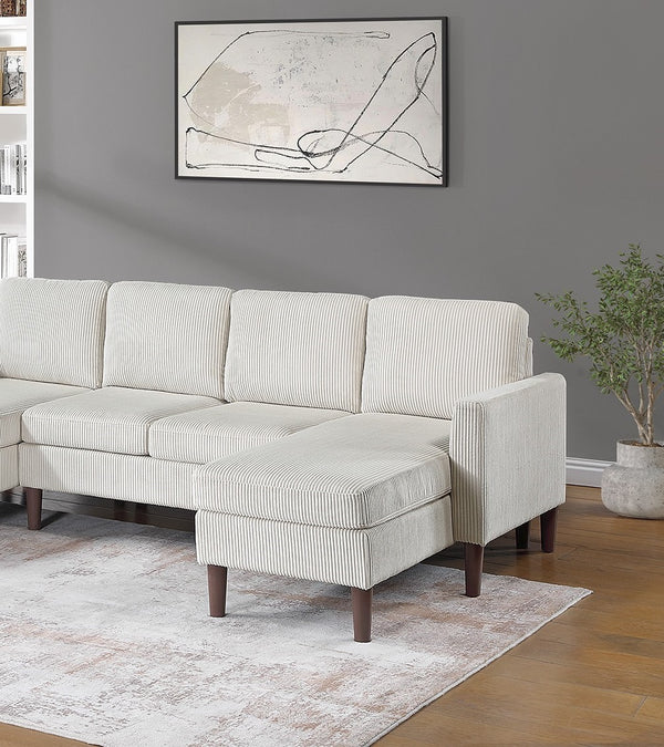 English Elm 3pc Sectional Sofa Set with Dual Chaises Corduroy Upholstery Modern Square Arms Tapered Legs Cozy Comfort Beige 47 L x 18 W x 58 H B011P340110
