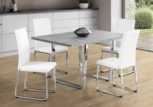 English Elm Dining Table - 60" Rectangular Grey Laminate With Chrome Legs - Modern Design For Kitchen & Dining Spaces B2710P286989