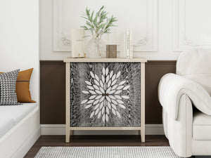 English Elm 2-Door Carved Storage Cabinet with Floral Handle, Adjustable Shelf, Anti-Tip Safety, Slim Design Black,Natural W688P232768