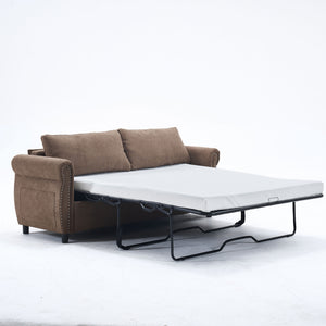 English Elm U_Style Convertible Sofa Bed Sleeper with Thick Foam & Pocket Springs, Space-Saving Dual Use Lounge khaki W2705S00013