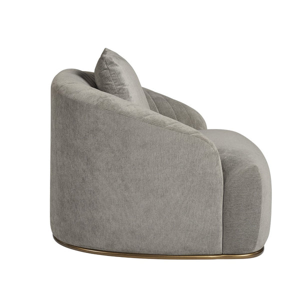 Sunpan ASTRID Armchair - Elegant Polo Club Stone Design with Channel Tufting and Antique Brass Frame 105335