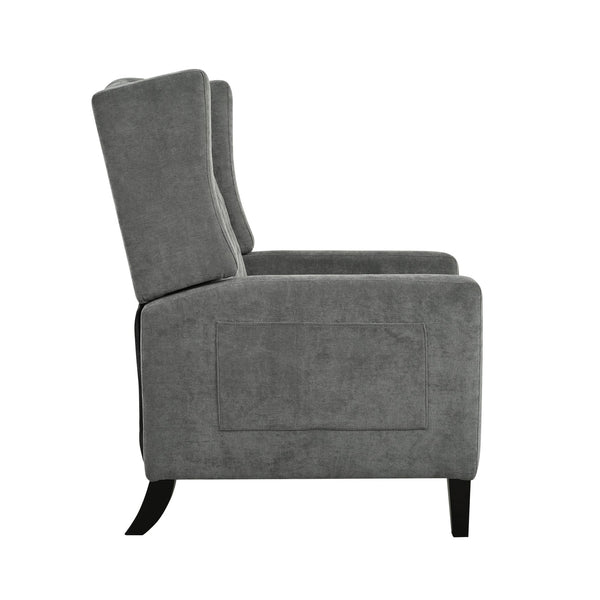 English Elm Manual WingBack Recliner Chair with Foldable Side Table, USB Charging, Solid Wood Frame Comfort Gray W680P236052