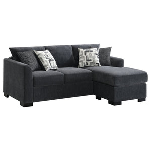 English Elm Pacheco Charcoal Fabric Sleeper Sectional with Chaise Pocket Coil Cushions Modern Living B062P451783