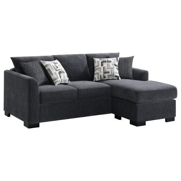 English Elm Pacheco Charcoal Fabric Sleeper Sectional with Chaise Pocket Coil Cushions Modern Living B062P451783