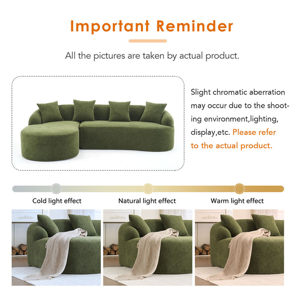 English Elm Compression Compression Sponge Sofa Curved Modular Sectional with 30D High-Density Chenille Sleeper for Cozy Apartment Living Room Comfort and Safe Rounded Design Antique Green,Green W2231S00031