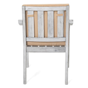 English Elm Outdoor Dinning Set 6-Person Antique Gray Patio Dining Set with Umbrella Hole, Removable Cushions, Acacia Wood Frame and Iron Legs SZ000102AAE