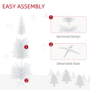 English Elm Homcom 6' Slim White Pencil Christmas Tree With 390 Realistic Branch Tips & Easy Assembly For Small Spaces W2225P229762