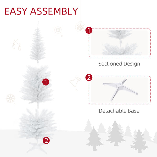 English Elm Homcom 6' Slim White Pencil Christmas Tree With 390 Realistic Branch Tips & Easy Assembly For Small Spaces W2225P229762