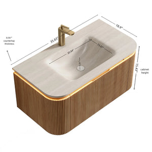 English Elm Dina Floating Bathroom Vanity with Sintered Stone Top and Soft Close Drawer W2615P370909