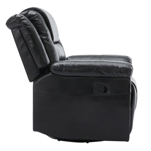 English Elm 360°Swivel Plush PU Recliner Chair with Wide Armrests, 350lb Capacity, Infinite Manual Recline Comfort Black WF323618AAB