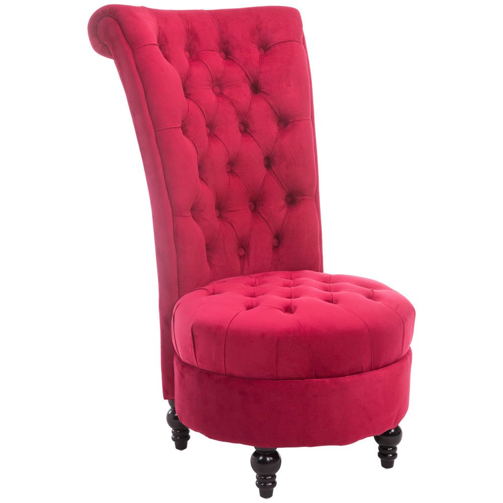 English Elm HOMCOM Velvet Chesterfield High Back Accent Chair, Tufted Armless Design, Plush Foam Seat, Crimson Elegance W2225P229639