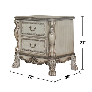 English Elm Wooden Gold Patina Nightstand with 2 Felt-Lined Drawers, Burnished Antique Bone Finish Elegance B016P253274